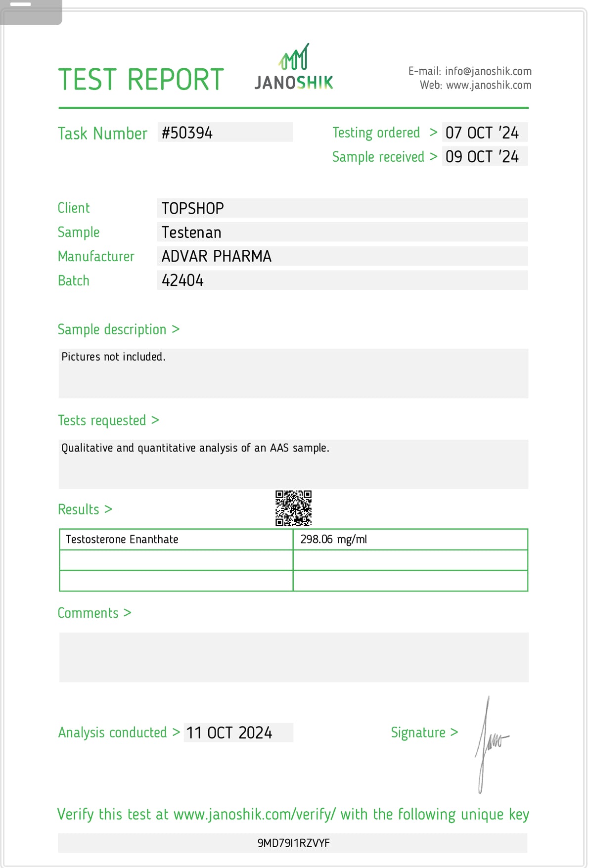 TESTANAN 300mg (TESTOSTERONE 10ML)